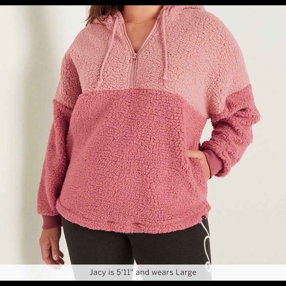 PINK VS, ARMY GREEN, VARSITY SHERPA HALF-ZIP PULLOVER,ARMY GREEN, XXL